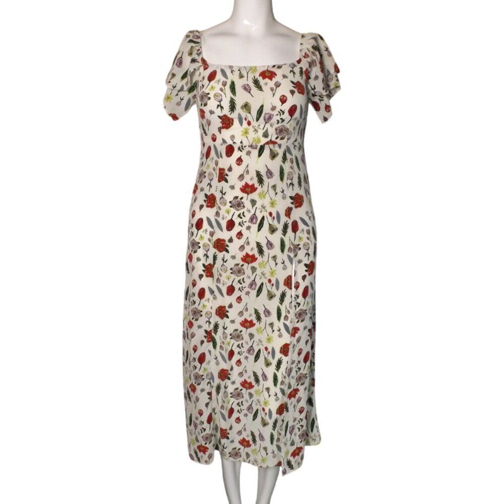 STONE COLD FOX Dress, 1/S, Silk Floral, Off Shoulder, HIGH slit/Vent, Midi, Zip - Picture 11 of 16